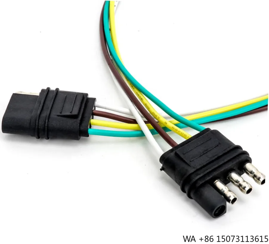 4ウェイ-トレーラー配線ハーネスキット-18awg-オス＆メスプラグ付き-ボートトレーラー用