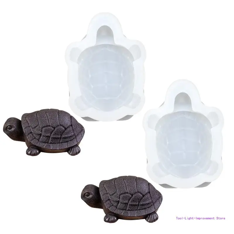 

C63E 2Pieces Silicone Turtles Molds Baking Flexible Chocolate Molds Fondant Molds Silicone Texture Dessert Molds for Baking