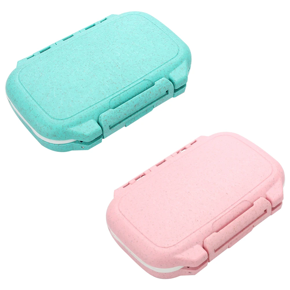 

2pcs Plastic Pill Box Portable Medicine Storage Simple Container Travel Mini Organizer for Pills Rings Ear Studs Lightweight