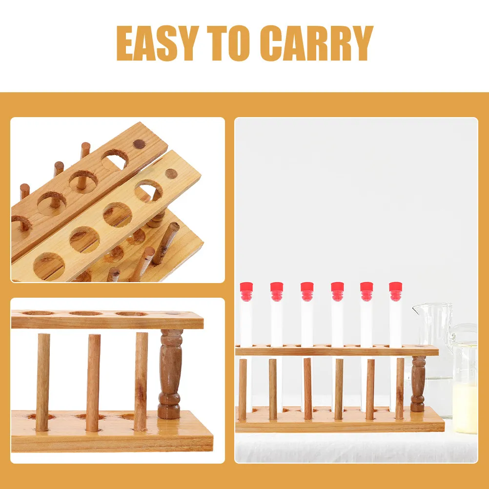 Natural Wood Test Tube Rack 6-Hole Heavy Duty Laboratory Tube Organizer for Test Tubes Centrifuge Vials Pens Candy Storage view 5