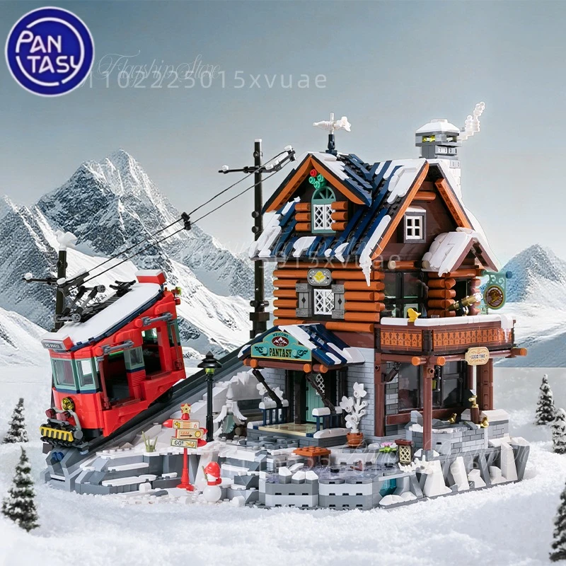 

New Pantasy Building Blocks Mountaintop Hotel Street Scene Assembling Model Toys Collectible Desktop Decoration Christmas Gift