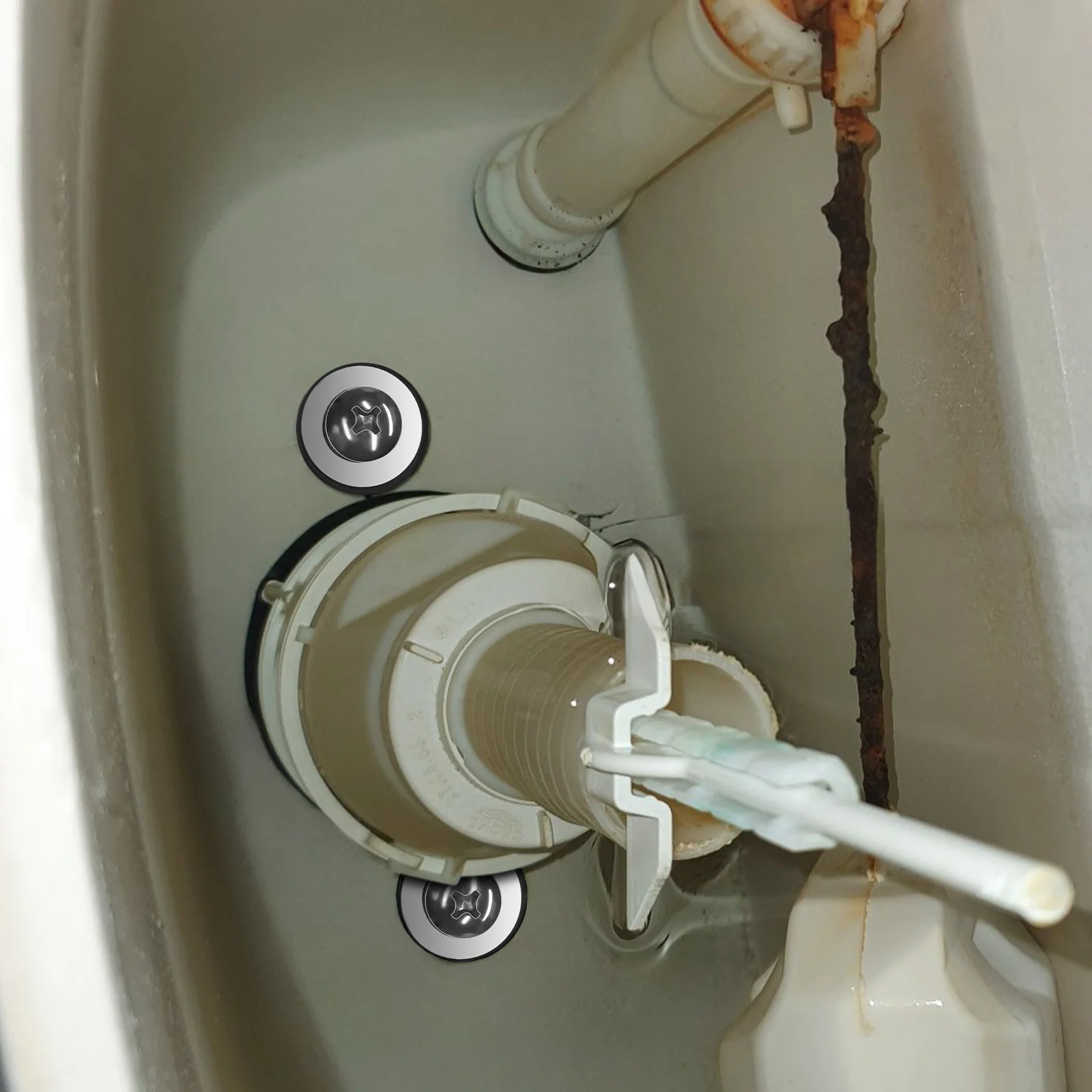 Aksesori tangki Toilet, 2 buah sekrup baut suku cadang pengganti kursi dan Gasket di dalam