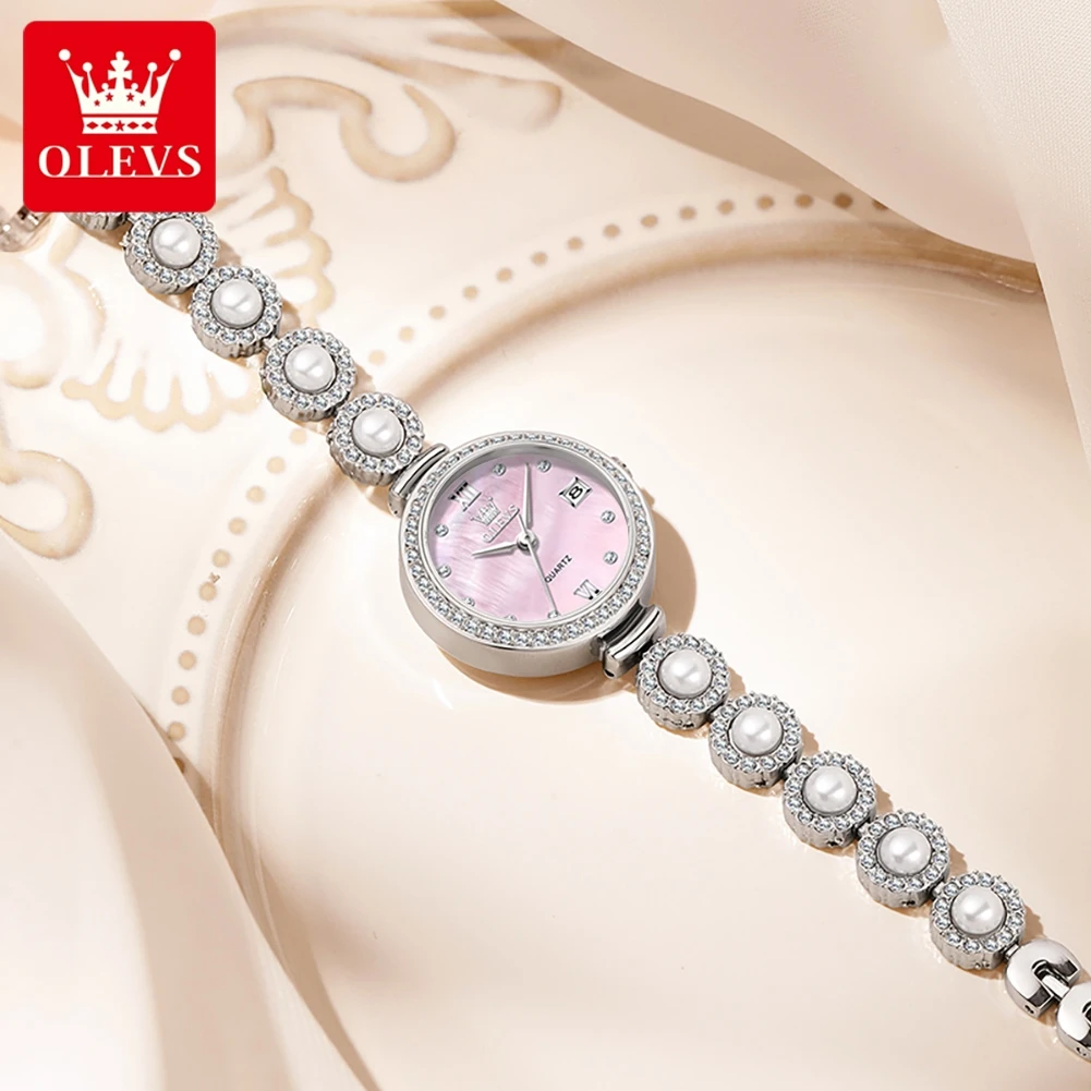 OLEVS Woman Watch Vintage Elegant Diamond Fashion Bracelet Luxury Quartz Watches for Women Top Brand Stainless Steel Wristwatch