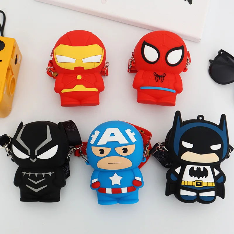 Marvel Spider Man Children's Bag Iron Man Zero Wallet Silicone Bag Cute Crossbody Small Bagaction Figure Peripheral Spider-Man