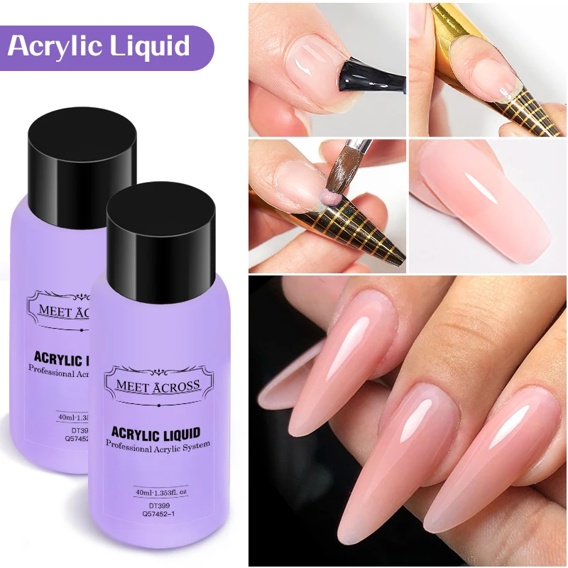 MEET ACROSS 40ml Acrylic Liquid Monomer Nails Art Carving Extension For Acrylic Powder Acrylic Crystal Liquid Manicure Tool