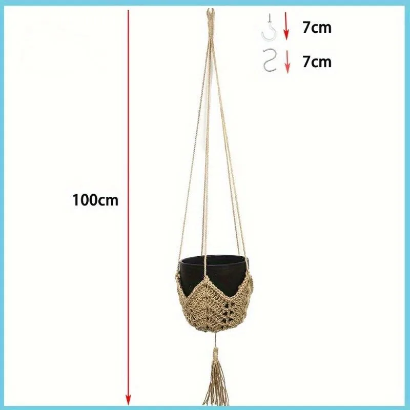1Pc Vintage Style Hanging Basket Planters Handwoven Dandelion Rattan High Quality Durable Indoor Outdoor Decor for Living Room