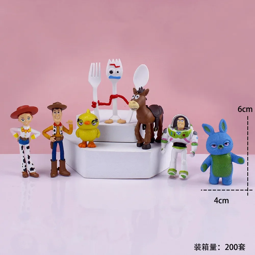 [Funny] 7pcs/lot Disney Anime Toy Story Woody Buzz Lightyea Action figure statue collection model home decoration Girl kids gift