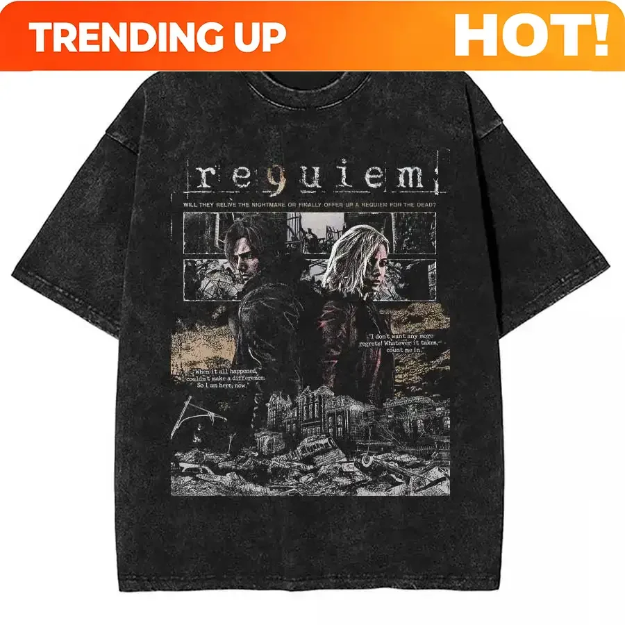 Customization Resident Evil Biohazard Leon Kennedy Oversized T Shirt 100% Cotton Vintage Washed T-shirt For Men Women J167