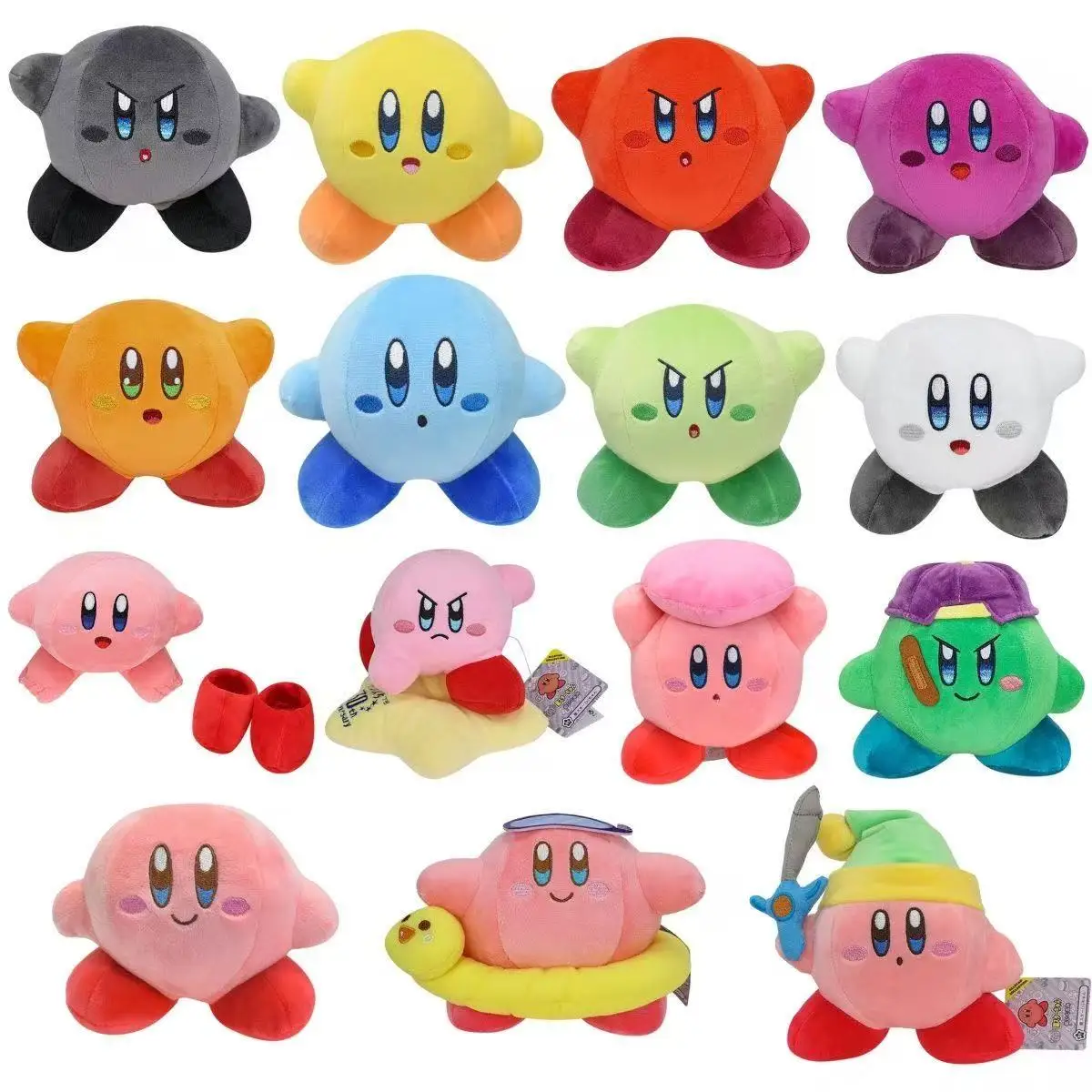 Cute Multicolor Kirby Plush Toy Kawaii Anime Star Kirby Sword Kirby Waddle Doo Elfilin Stuffed Doll Peluche Birthday Gifts