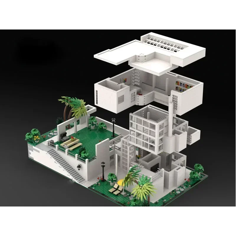 MOC-86714 Giovannitti House of Richard Meier ประกอบ Splicing Building Block รุ่น 4066 ชิ้นส่วนเด็กวันเกิดของเล่นของขวัญ