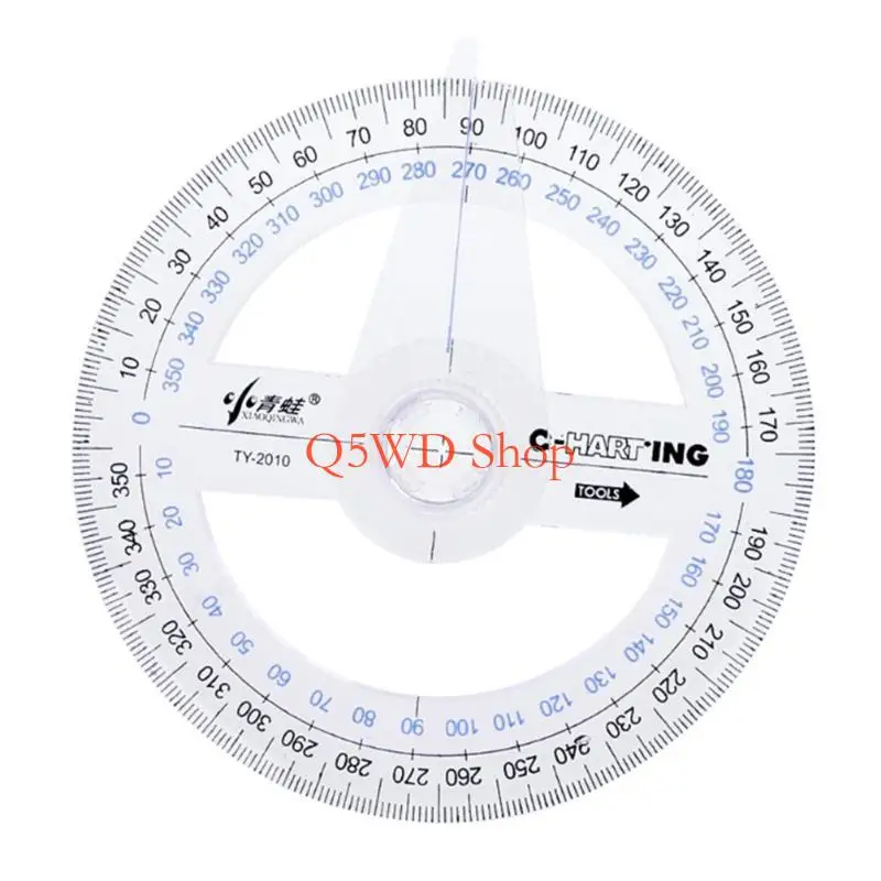 Q5WD Plastic 360 Degree Protractor Ruler Finder Swing Arm School Office