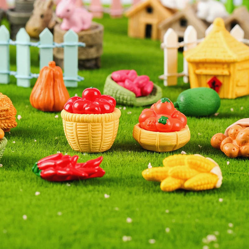 Creative Cartoon Vegetables Corn Potatoes Chili Peppers Statue Figurine Crafts Mini Miniatures Ornament DIY Home Decoration