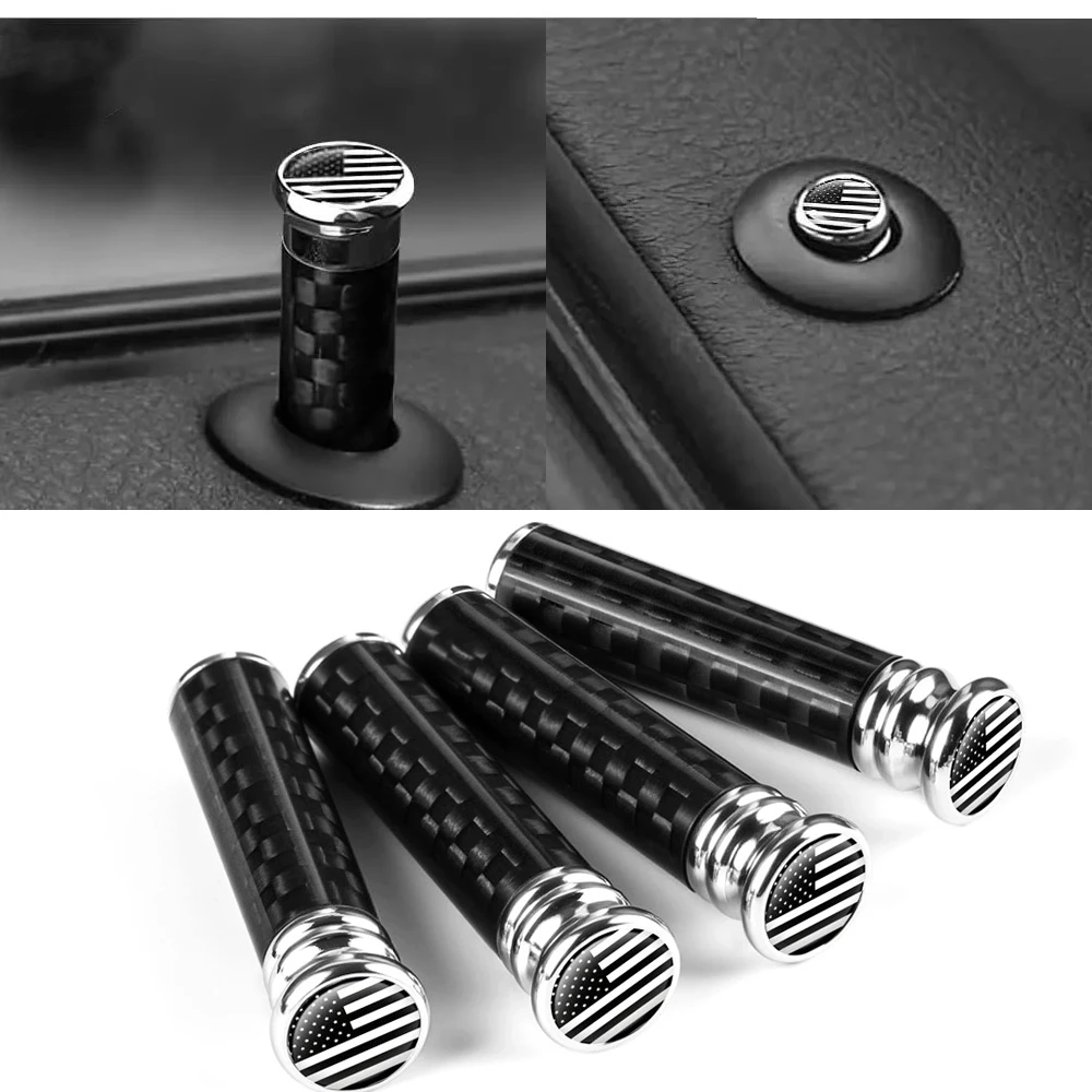 

4PCS Car Door Lock Knobs Carbon Fiber American Flag Door Lock Pin Cover Car Decorative Modification Pin Cover Auto Accessories