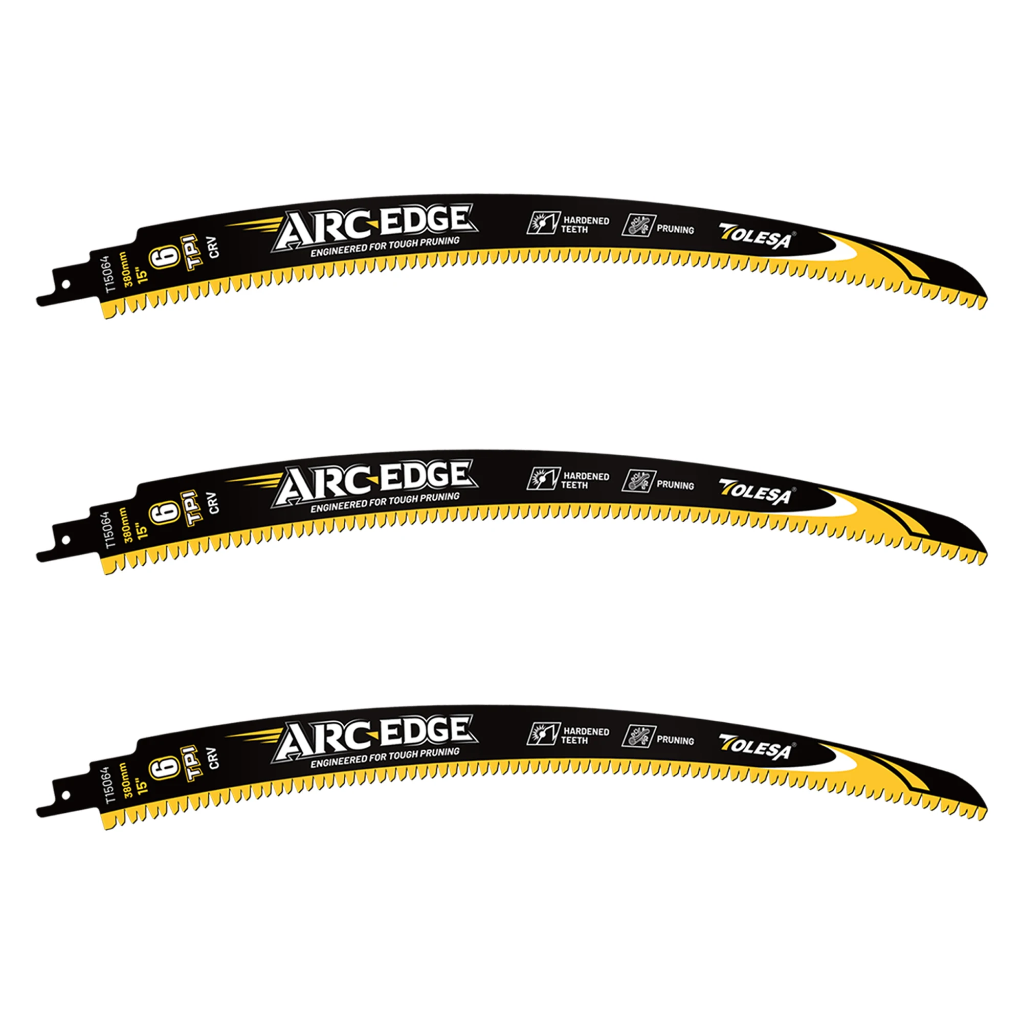 

TOLESA 3PCS Japanese Teeth Reciprocating Saw Blades 15inch Arc Edge Wood Pruning Saw Blades 6TPI for Tree Trimming Wood Cutting