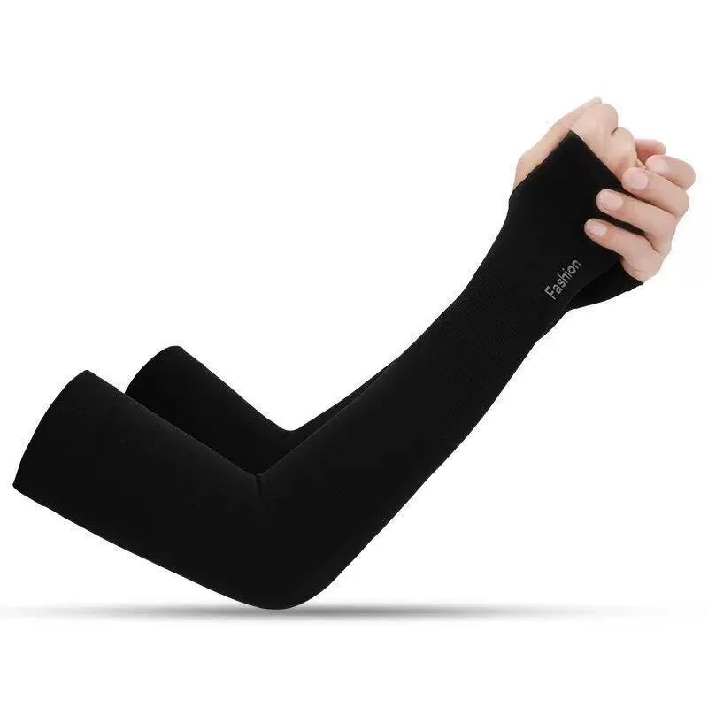 

1 Pair Summer Finger Sleeve Cool Wearing High Elastic Elbow Spring Outdoor Riding Fingerless Fishing Custom Ice Silk