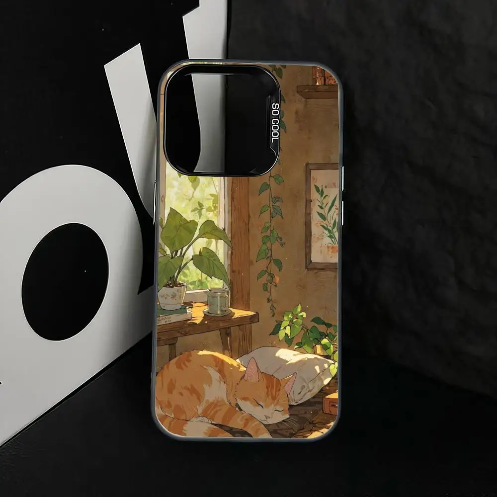 

Cute sleeping cat case for iPhone17 16 15 14 13 12 11 Pro/ Max/Plus shock-proof rear cover anti-fingerprint