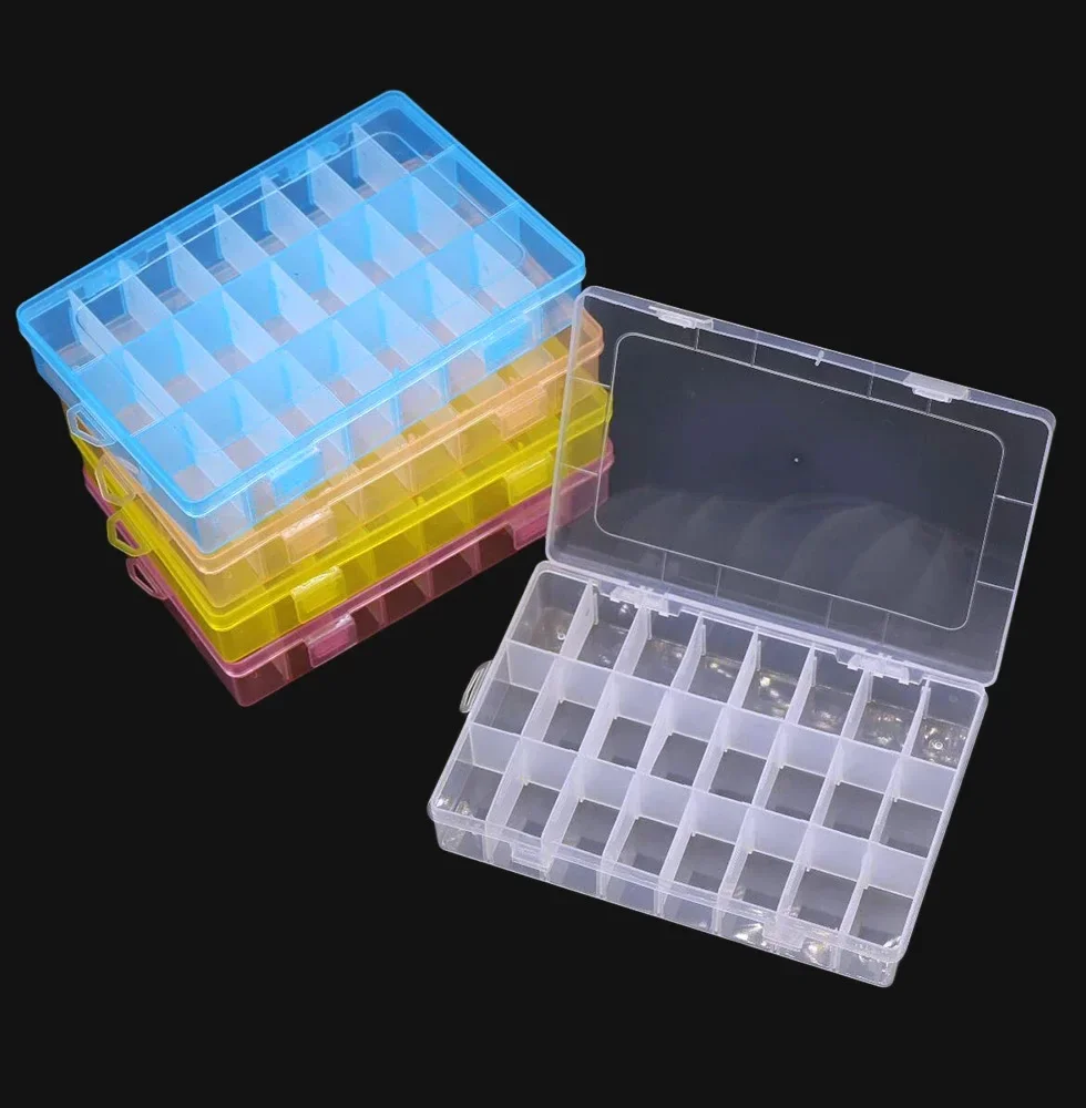 Empty Plastic Box Separable Portable Jewelry Tool Storage Box Container Jewelry Gems False Tip Organizer 1 Box 24 Slots