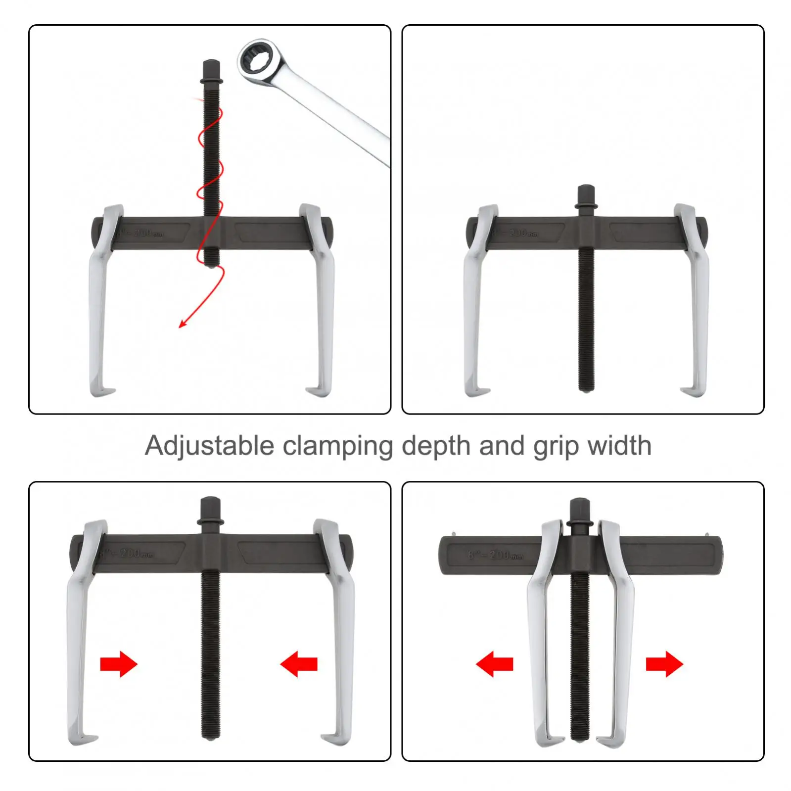 6/8/10/12Inch Single Hook Two Claws Jaw Puller Separate Lifting Device Strengthen Bearing Puller for Auto Car Repair Hand Tool