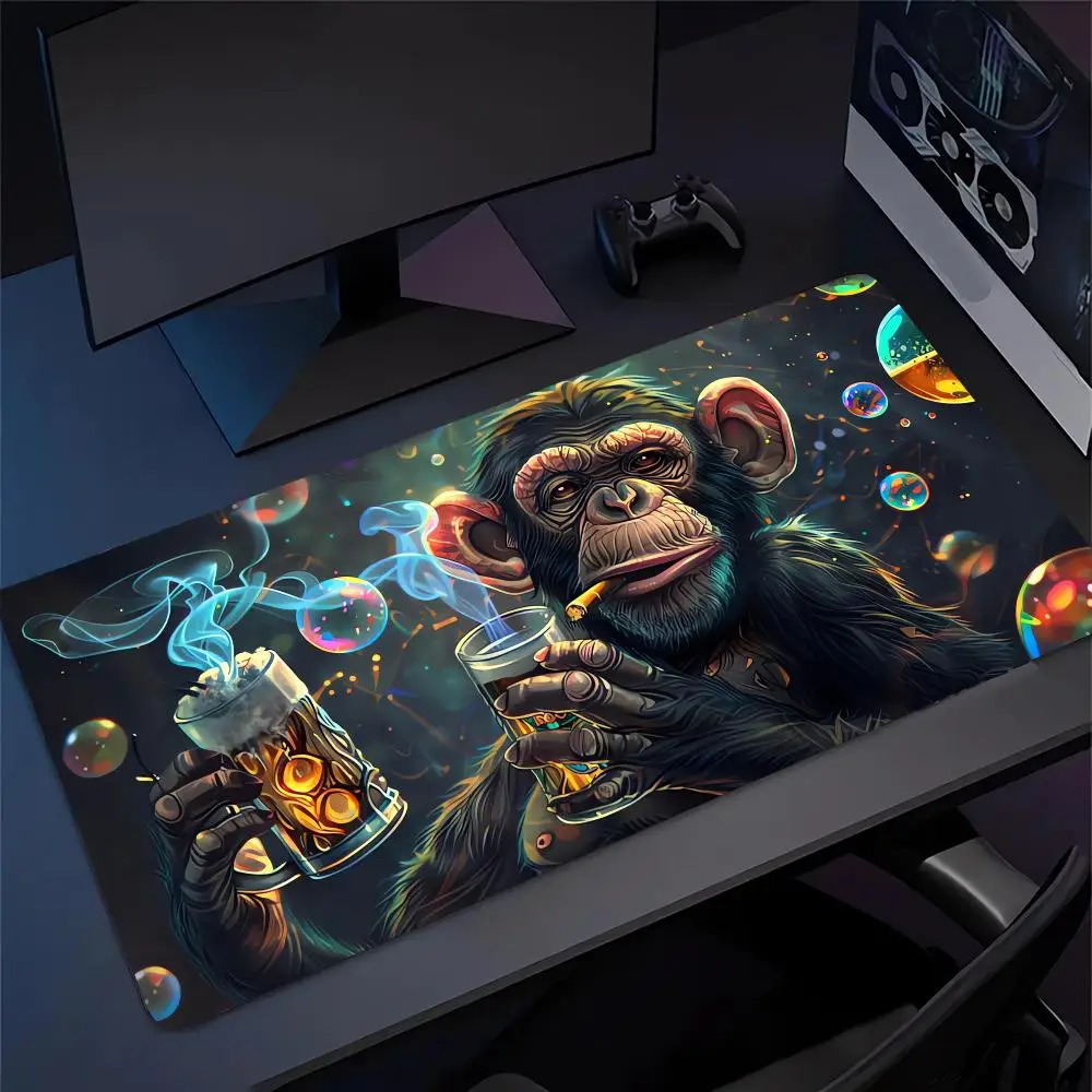 

Интересный коврик для мыши с изображением орангутанга, большой компьютерный коврик для офисного стола, резиновый противоскользящий игровой коврик для клавиатуры и мыши, длинный настольный коврик