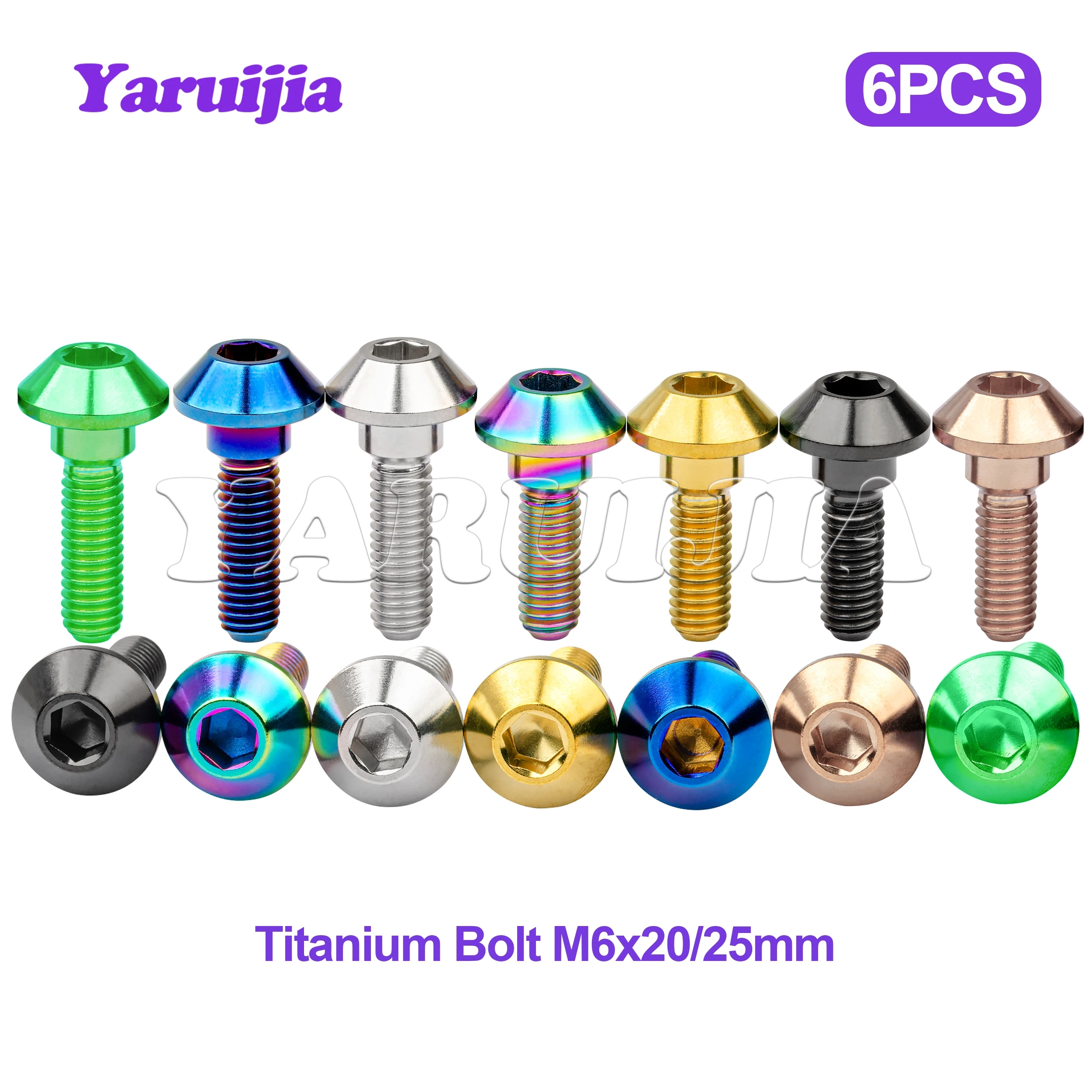 Yaruijia Motorcycle Bolt M6x20 25mm Titanium Hex Umbrella Head Screws for Yamaha Disc Brake