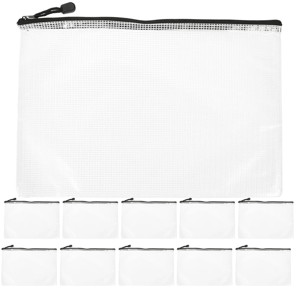 

15 Pcs Mesh Zipper Pouch Zippers File Bag Educational Supplies with Black Pvc Student