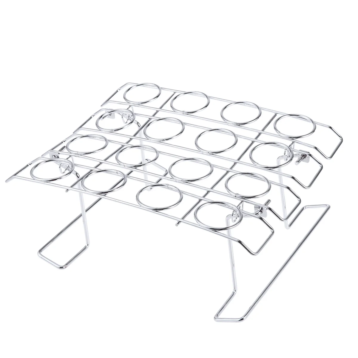 

16-Cavity Stainless Steel Ice Cream Cone Holder Foldable Dessert Display Stand Cupcakes Baking Rack for Home Cafe Dessert Shop