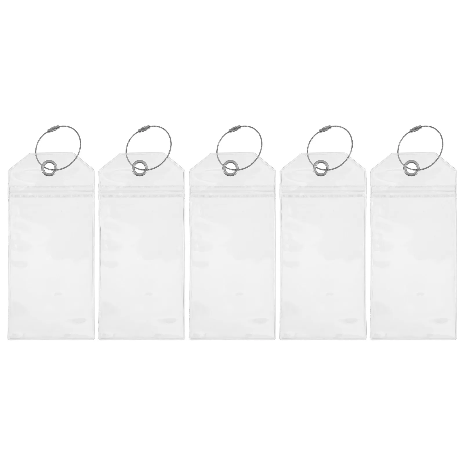 5Pcs Clear PVC Luggage Tags Holder Waterproof Id Card Badge Sleeve for Travel Cruises Outdoor Activities Pet Carriers Key Cards