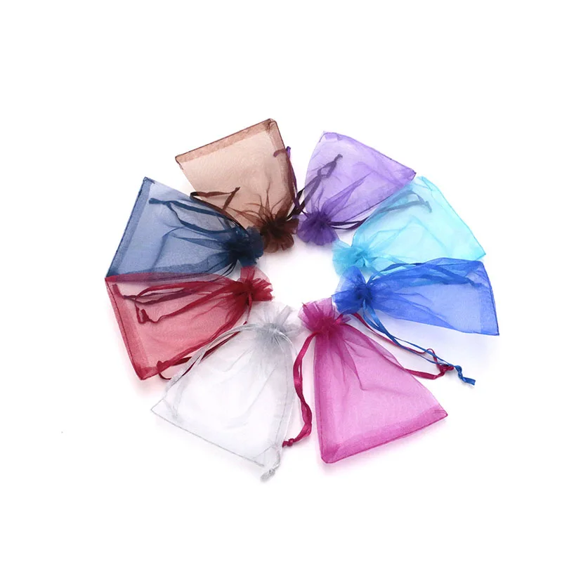 10*15cm Solid Color Transparent Packs Drawstring Pouch Sachet Organza Gift Bag Jewelry Wedding Party Beads Packing 400pcs/lot