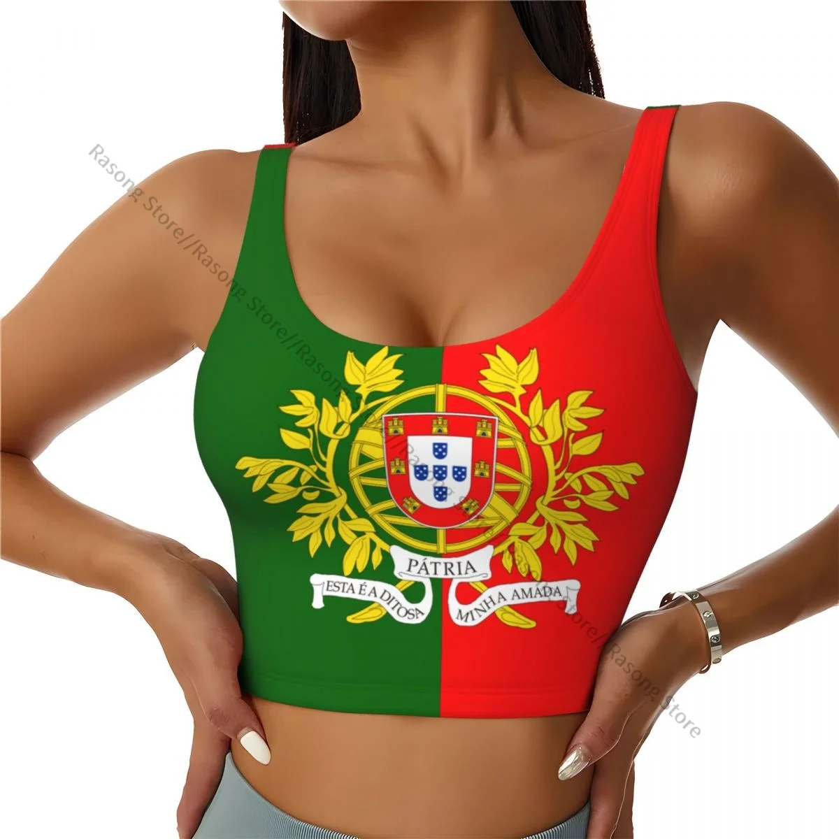 Yoga Vest Women Gym Sports Crop Tops Military Flag Of Portugal Streetwear Workout Breathable Tank Top Female