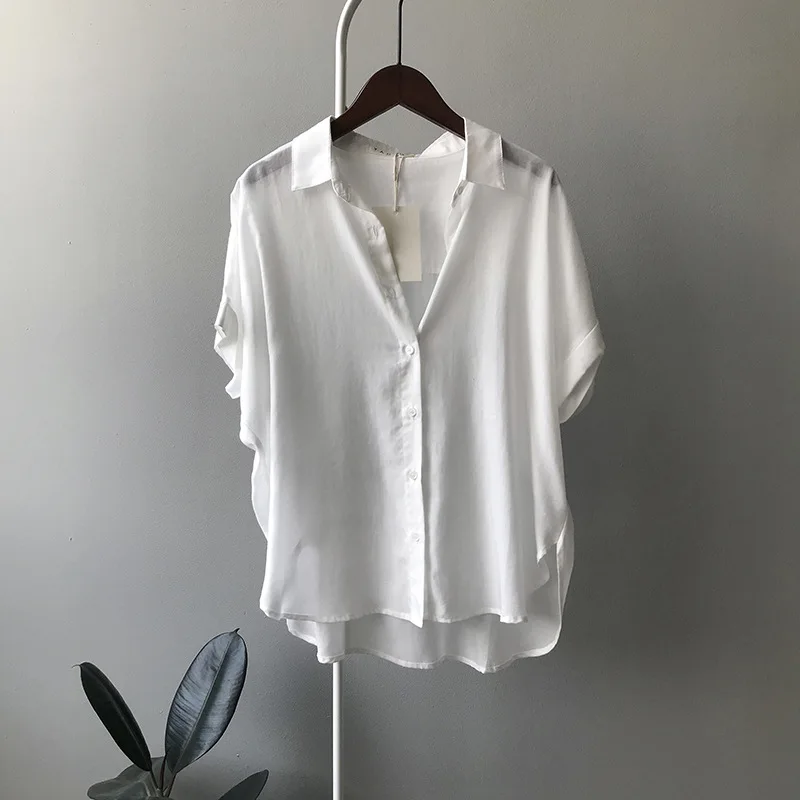 Chemise à Manches Courtes pour Femme, Vêtement de Caractère, Élégant, Fin, Respirant, Simple, Nouveau Style Coréen, Document Pur, Été 2023