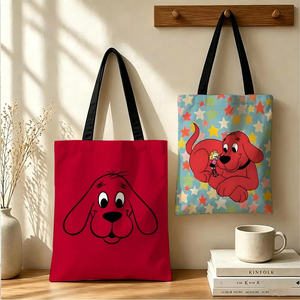 C-clifford The Big Red Dog Storage Bags Handbag Women Casual Underarm Top Handle Bag Lady Shopping Travel Bags Storage Bags