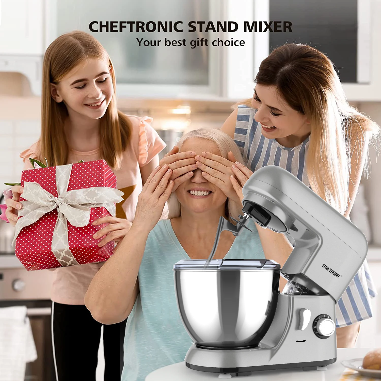 1pc Stand Mixer, 4L Tilt-Head Electric Household Stand Mixer - 1300W 6+P Speed,Food Beater And Butter Beater, EU Plug