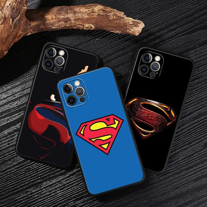 DC Heroes Supermans Black Cover For Apple iPhone 13 14 12 11 15 Pro Max Mini XS X 6 7 8 Plus Cases Soft Silicone Fundas Superman