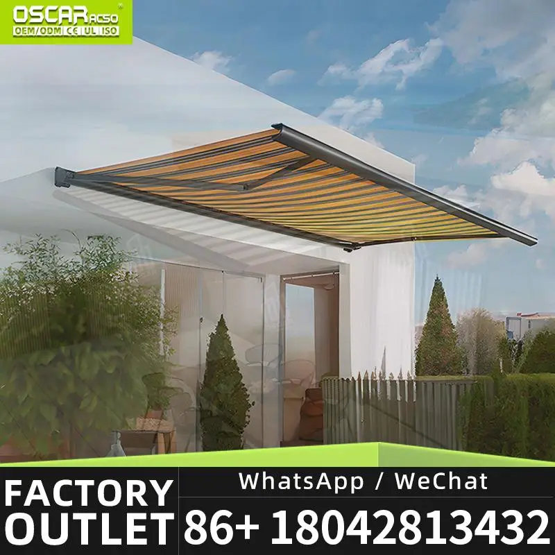 270 Free Standing LED Outdoor Manual Awning Motorised Aluminum Retractable WallMounted Patio Electric Balcony Retractable Awning