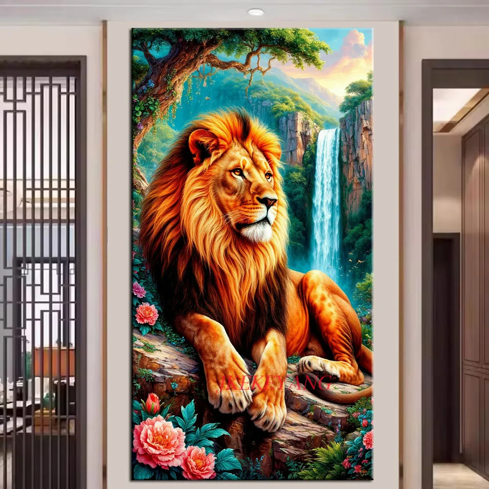 

Красивый Лев, тигр и цветы, картина «сделай сам», алмазная живопись, вышивка крестиком, полная дрель, алмазная мозаика, новая коллекция, домашний декор