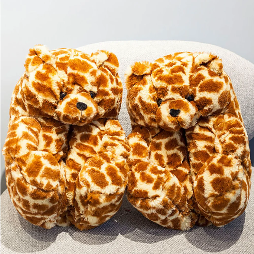 Highland Cow Fashion Teddy Bear Plush Slippers Women Men House Animals Soft Shoes Christmas Halloween Slipper Indoor Shoes