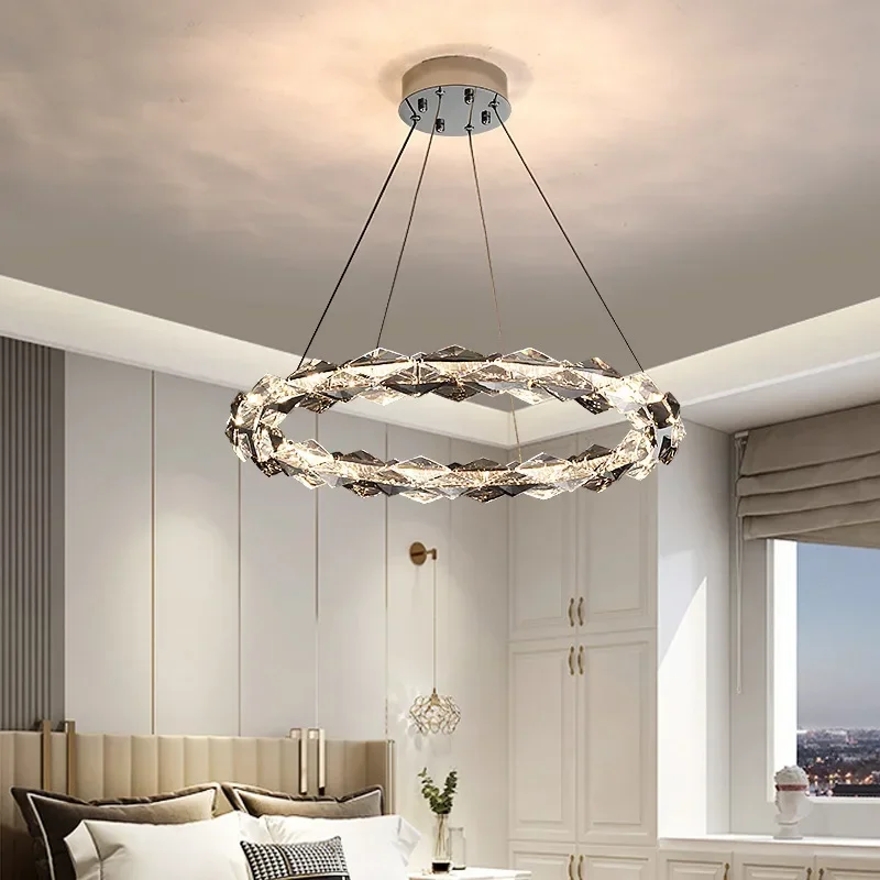 Nordic Luxury Crystal Chandelier Villa Livingroom Light Modern Dining Room Bedroom Duplex Staircase Modern Lamp