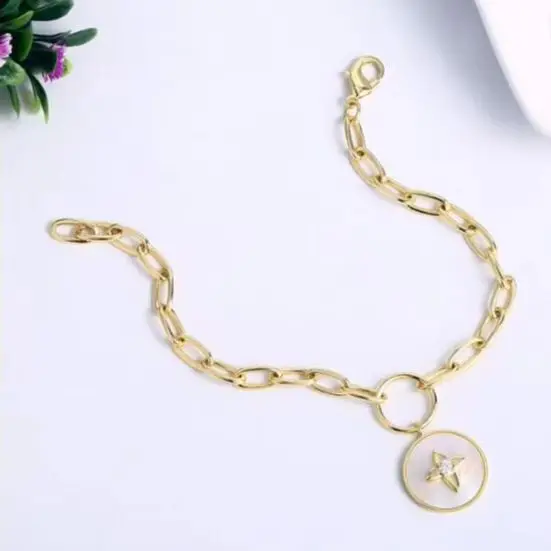 WT-B570 Natural Round Pearl Shell Thick Chain Bracelet, Europe and the United States cross border hot style, personality