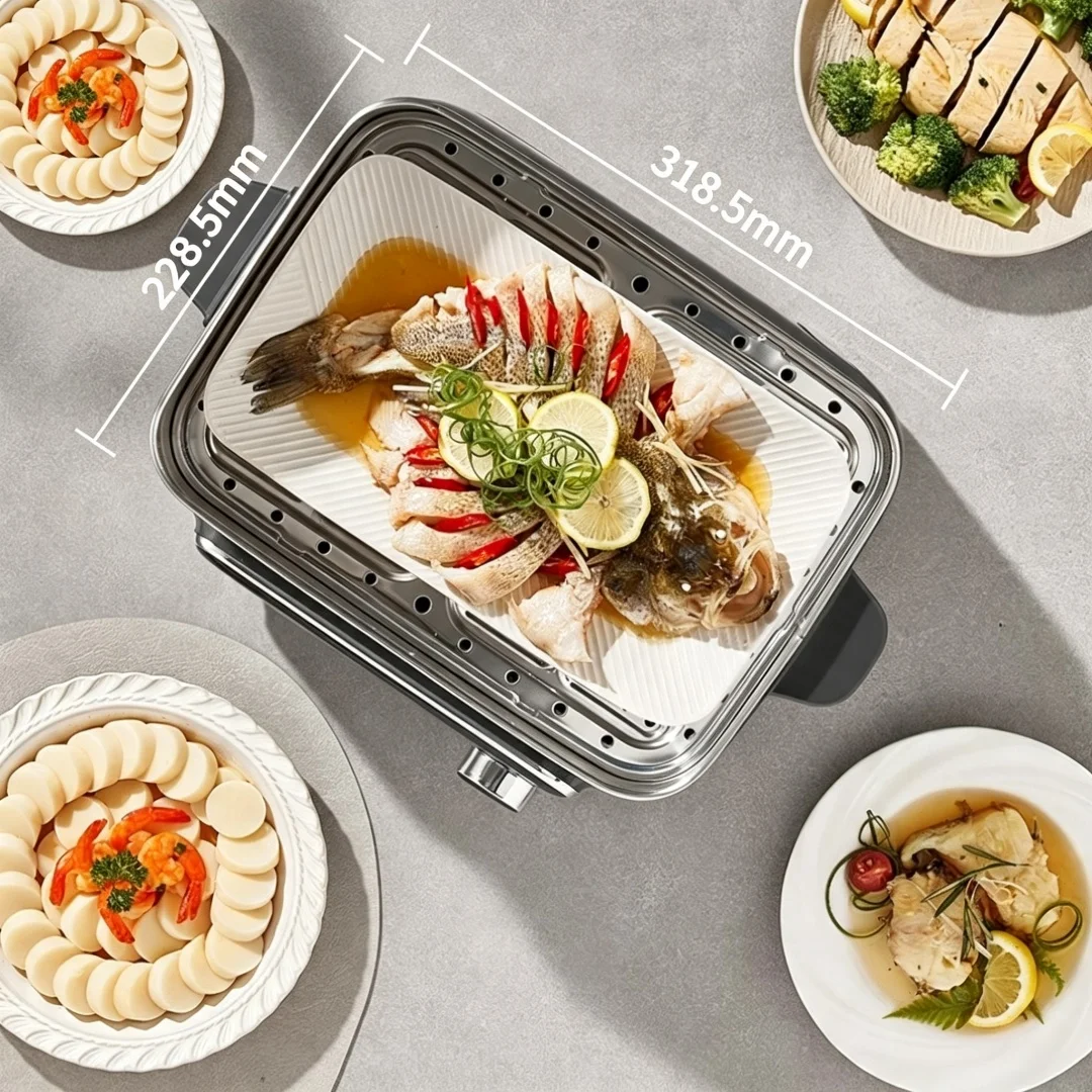 304 Stainless Steel Electric Steamer Multifunctional 3-Layer Household Steaming Cooking Pot Smart Timer Steam Stew All In One Ma