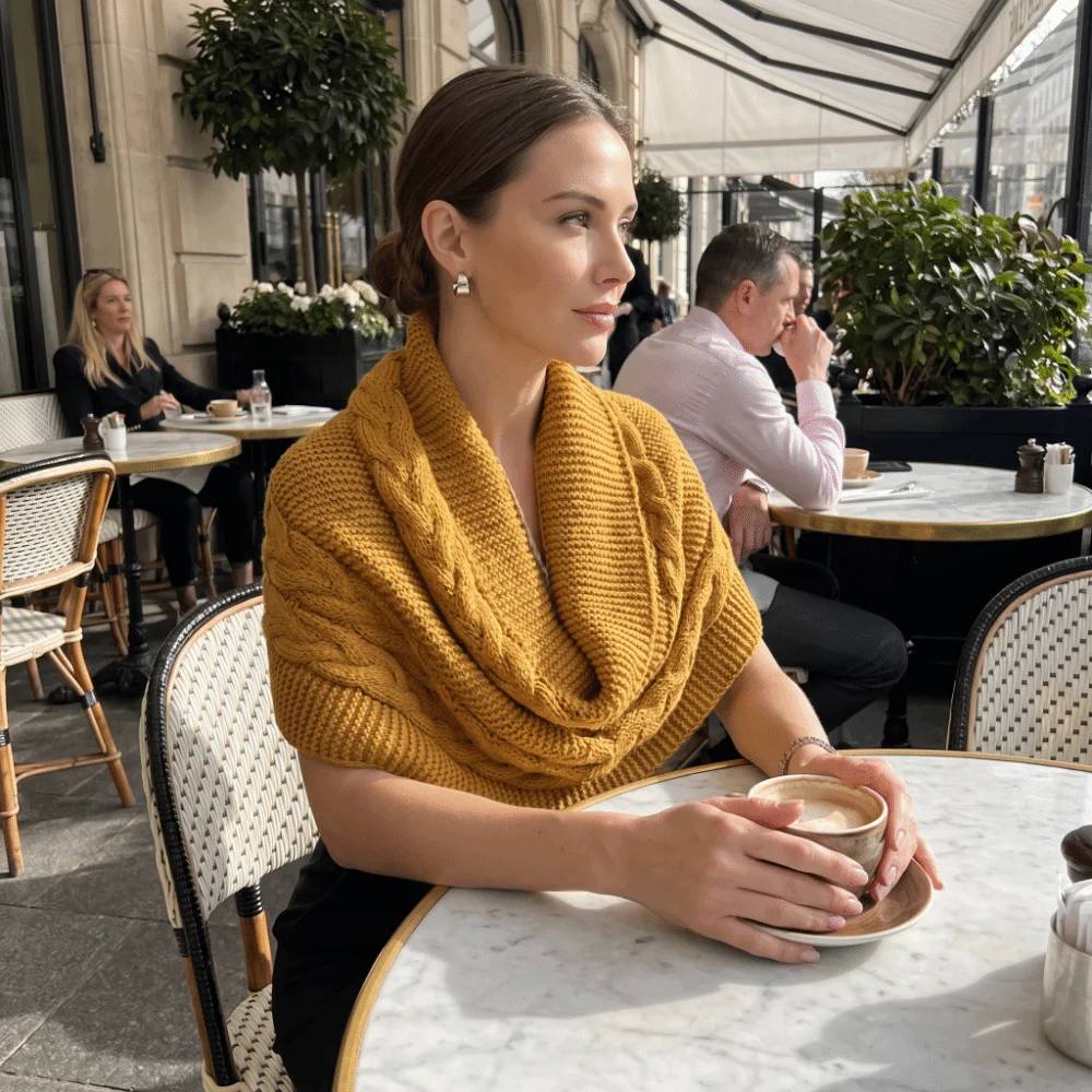 Chunky Multifunctional Turtleneck Loop Scarf Knit Acrylic Fabric Neck Warmer Versatile 2-in-1 Neck Cover Women