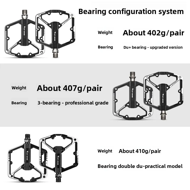 

TANKE Ultra-Light Alloy Bike Pedals 3 Sealed Bearings Non-Slip Platform for Mountain/Road Bikes