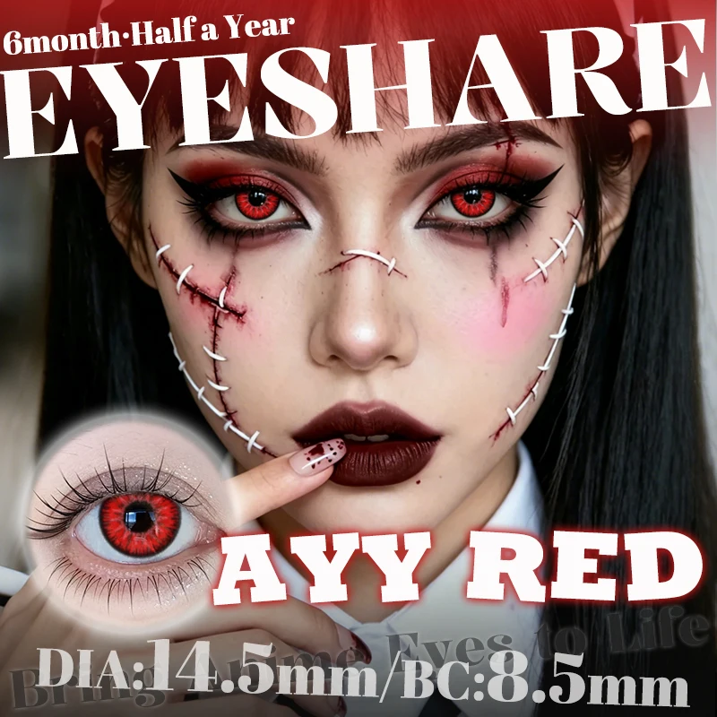 EYESHARE 1 Paar Rote Cosplay-Farbige Kontaktlinsen für Augen Verrücktes Halloween-Make-up Farbige Augenlinsen Anime-Zubehör – Detail 3