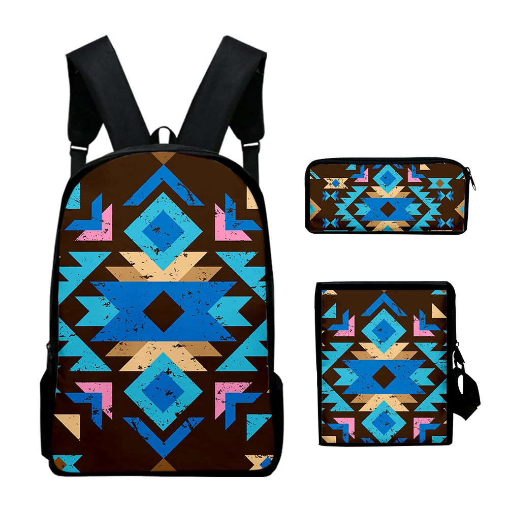 

Classic Popular Tribal patterns 3D Print 3pcs/Set pupil School Bags Laptop Daypack Backpack Inclined shoulder bag Pencil Case