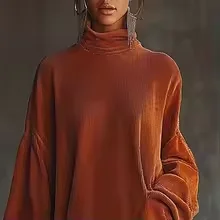 

Spring Fringe Mini Dress for Women's Turtleneck Long Sleeve Solid Vintage Loose Chic Pockets Casual Autumn Party Dresses