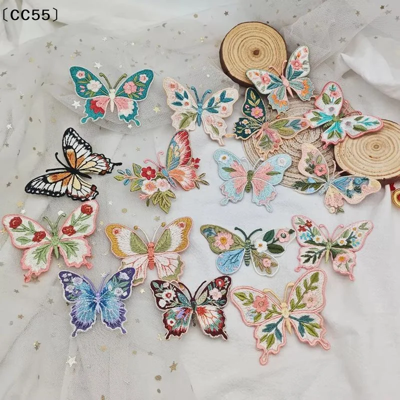 1pcs Embroidery Iron On Patches Embroidery Design Heat Transfer Butterfly Patches Iron On Easy To Apply Flower Patches〔CC55〕