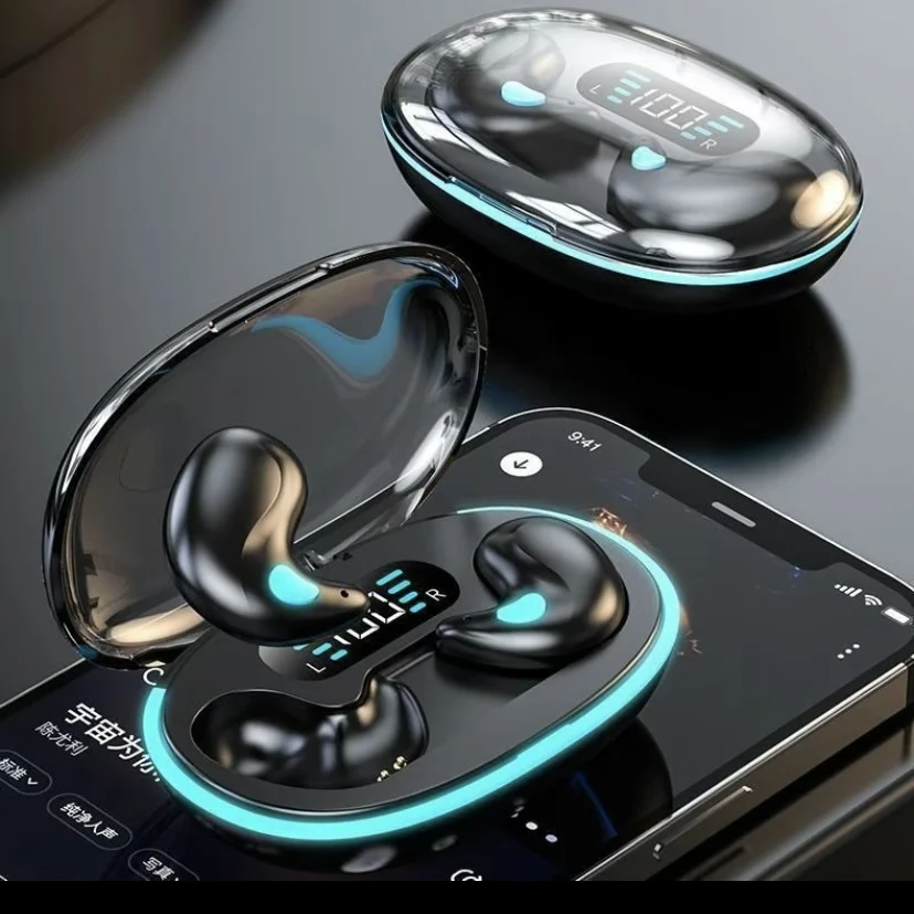 x55 Mini Wireless Sleeping Earbuds TWS Bluetooth Headphones with Mic HD Call Stereo Hidden Headsets Waterproof for Work