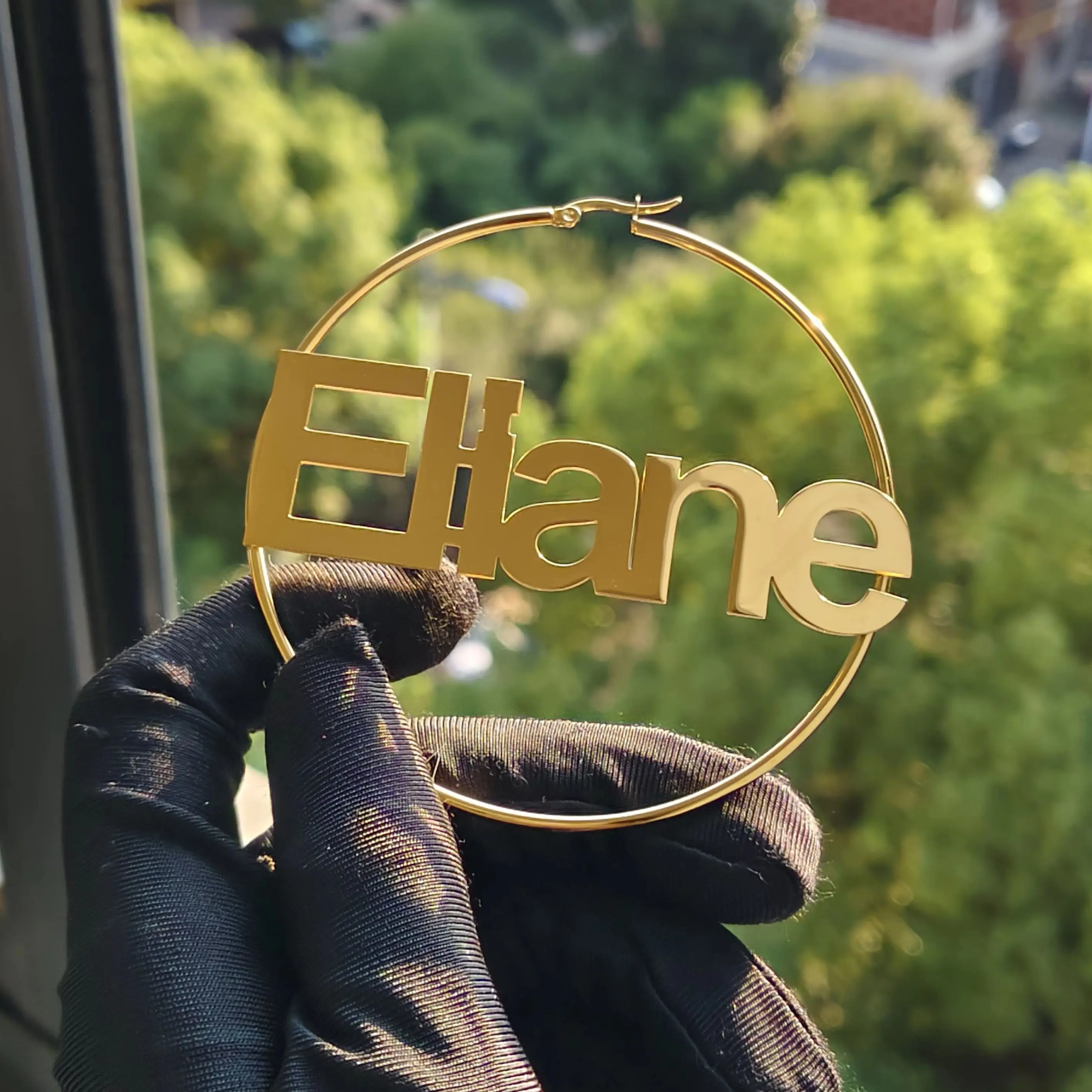 

Оптовые серьги DHQH с индивидуальной гравировкой имени, 80 мм, золотые серьги с персонализированными буквами, 80 мм, рождественский подарок, прямые продажи от производителя