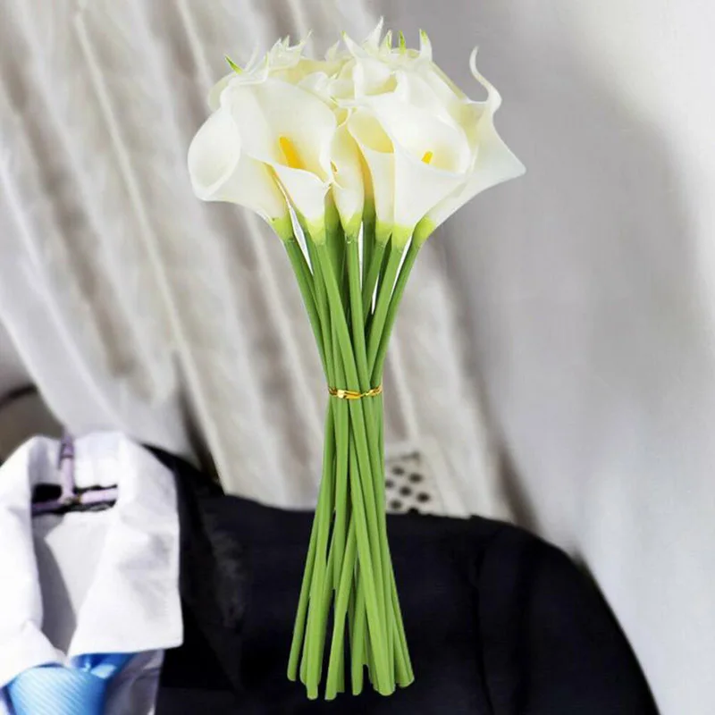 10Pcs High Quality Real Touch Calla Lily Artificial Flowers Calla Lily Bouquet For Wedding Bouquet Bridal Home Flower Decoration