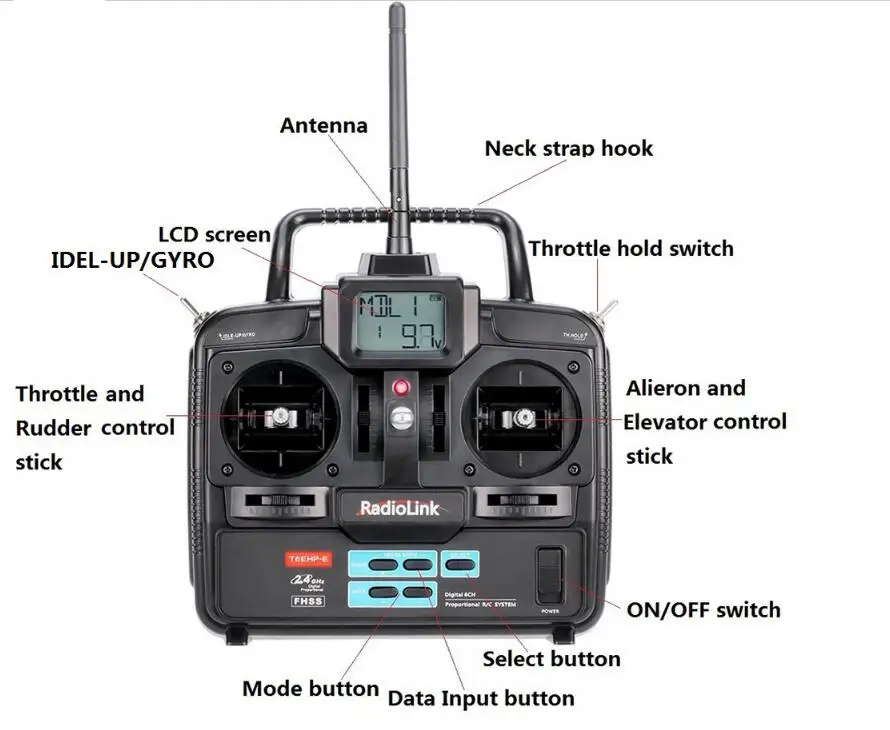 RadioLink T6EHP-E 2.4G 6CH telecomando sistema di controllo radio trasmettitore & R7EH 7CH 7 canali ricevitore TX RX