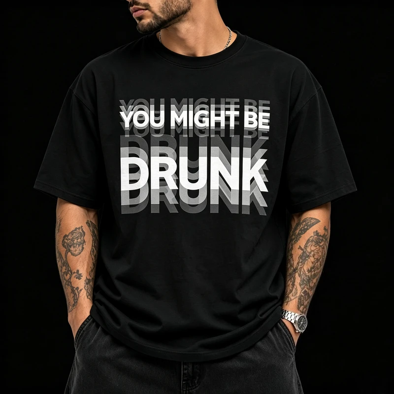 Funny Drinking Letter Graphic T Shirts for Men You Might Be Drunk Print Cotton Short Sleeve Crewneck Tee Loose Casual Party Y2k